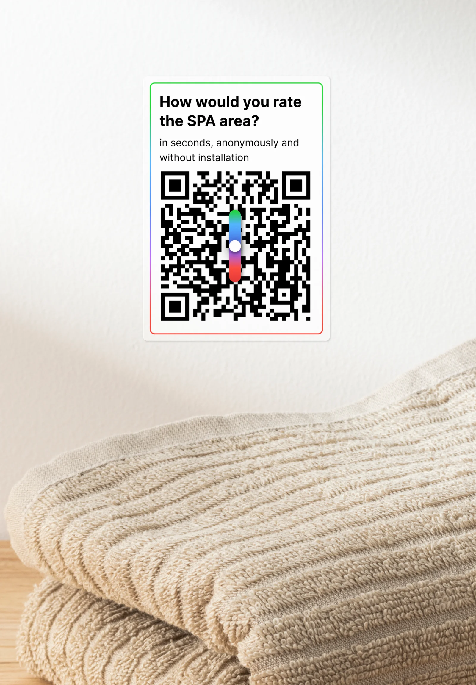 QR feedback code in the spa area