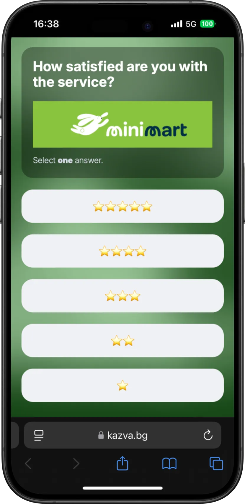BlitzPoll store feedback screen